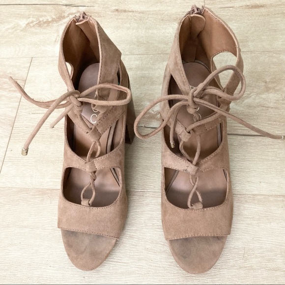 Aldo Astievia Gladiator Lace Up Heeled Sandals Tan - Picture 2 of 9